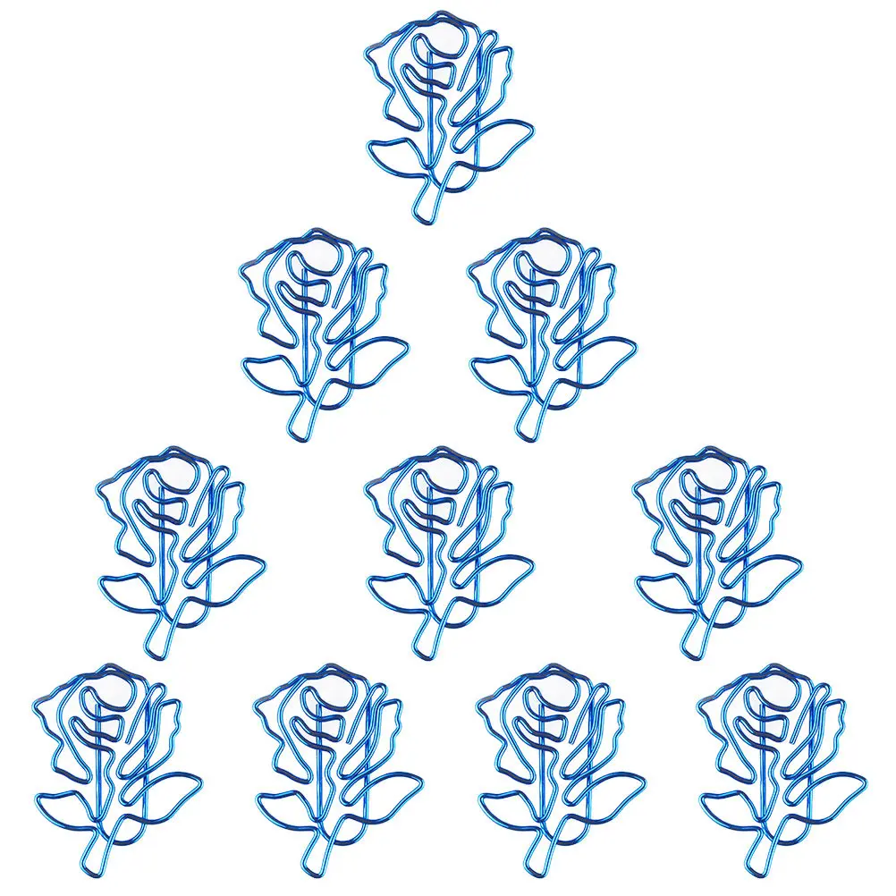 

10 шт. металлических скрепок в форме розы, изящные канцелярские зажимы для офиса, школы, документов, заметок, конвертов, планировщиков, закладок