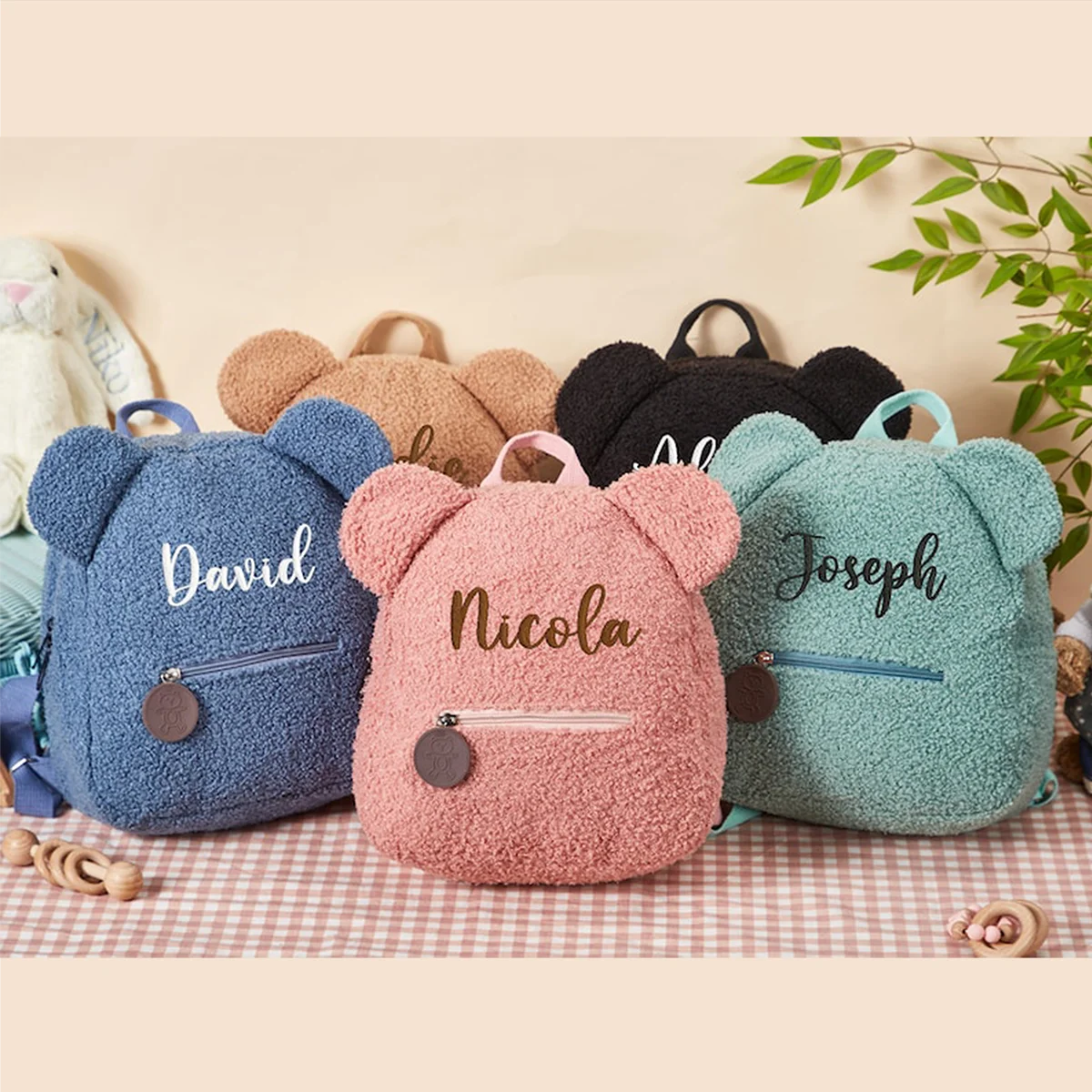 Personalized Embroidered Toddler Backpack Custom Name Bear Bag Brithday Gift for Kids Boys Girls Lady Pattern Shoulder Backpack