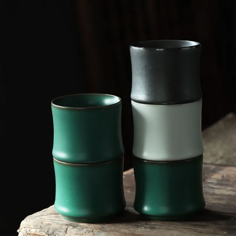 Taza de té de cerámica, taza de té de bambú creativa, juego de té de Kung Fu, tazas de té de cerámica para beber, taza individual