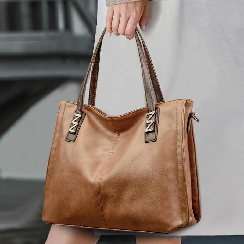 

Новые большие вместительные высококачественные женские сумки на плечо из искусственной кожи, простой кошелек на плечо, водонепроницаемая повседневная сумка-тоут, сумки для покупок