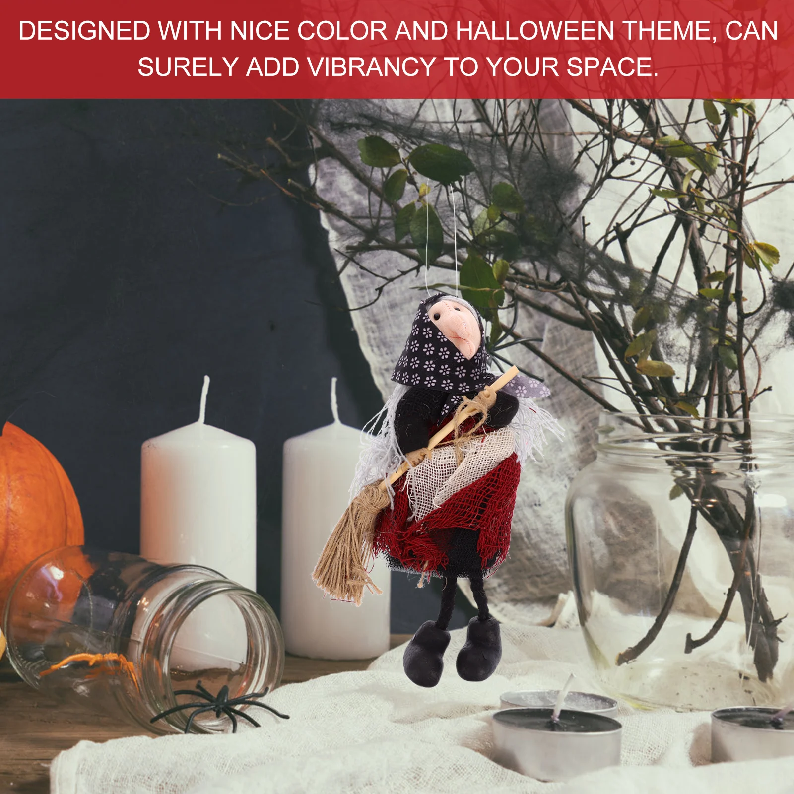 

Witch Hanging Decoration Halloween Prop Accessory Decorative Statue Party Ornament Craft Fancy Wing