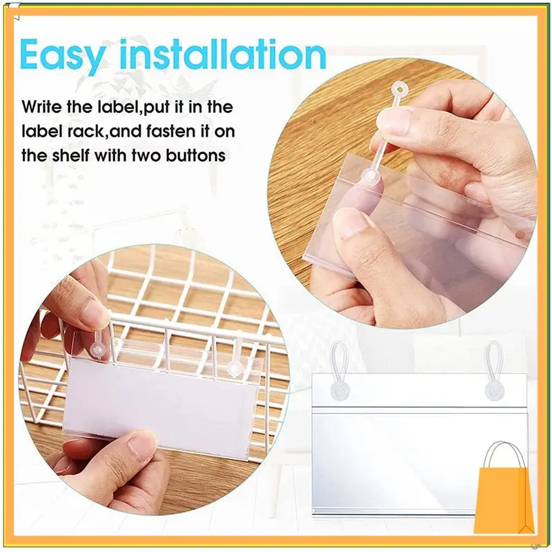 L53A-160 個プラスチックバスケットラベルホルダー値札チケットハンガークリップボタンデザインロック閉鎖市場食料品