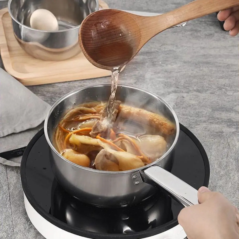 Durable Long Handle Stainless Steel Water Ladle Rustproof Thicken Water Scoop Pan Lightweight Milk Pot Soup