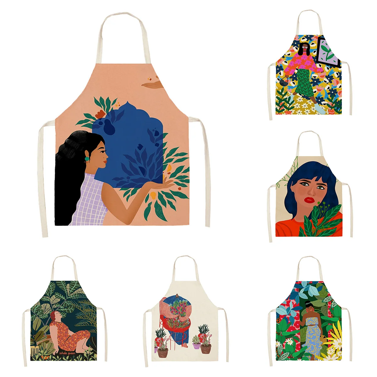 

Фартук знаменитостей Nordic Ins Cyber, женский маслостойкий фартук Morandi Color с абстрактной иллюстрацией для утолщенного кухонного кафе