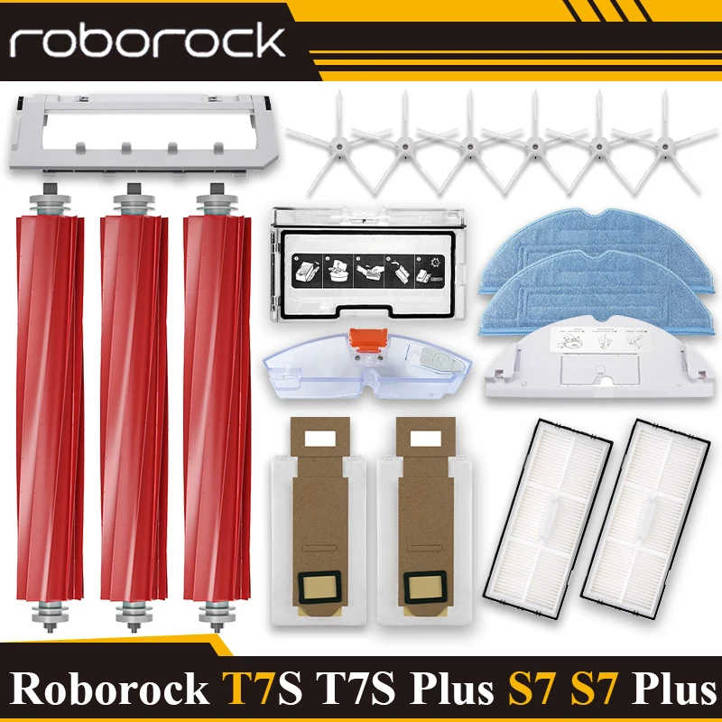 For Roborock T7S T7S Plus S7 S7 Plus Robotic Vacuum Cleaner Replacement Parts Main Brush Hepa Filter Mops Dust Bag  Accessories