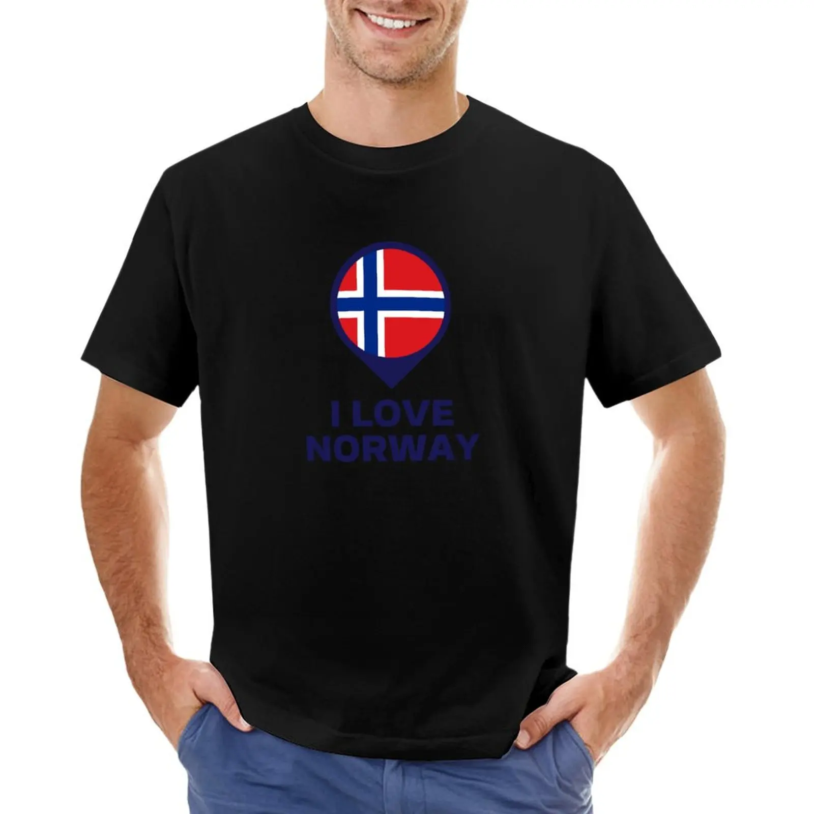 I love Norway Flag Location Pin T-Shirt shirts graphic tee korean fashion men t shirts high quality