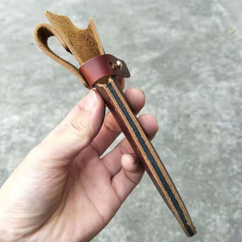 本物の牛革の最初の層,本物の牛革のストレートナイフ鞘,固定ブレードプロテクター,収納バッグカバー,屋外,6サイズ
