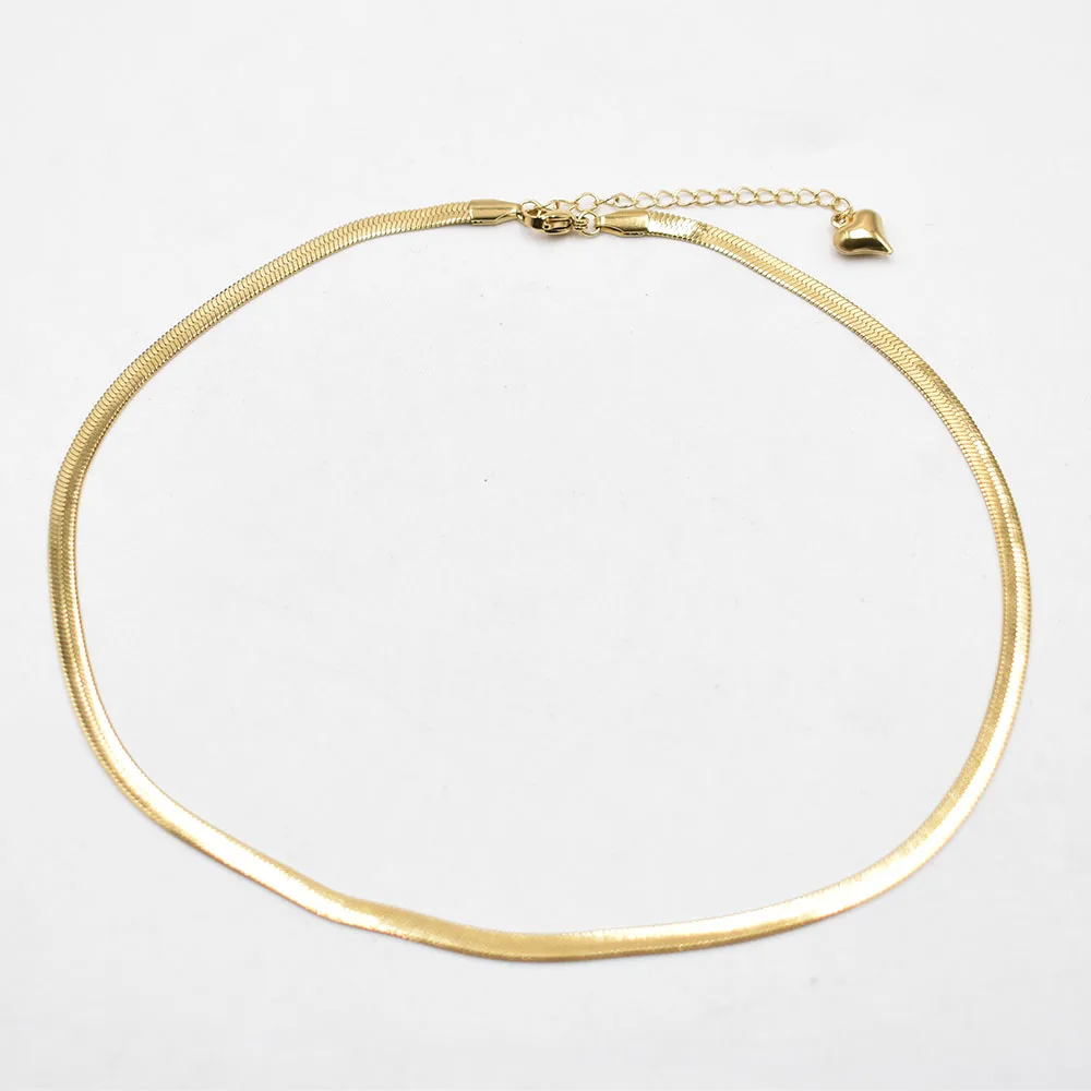 Wholesale 4mm gold colour stainless steel Snake Chain Necklace Rope 40cm+5cm Chain Lobster Clasp DIY Jewelry Accessories 20pcs