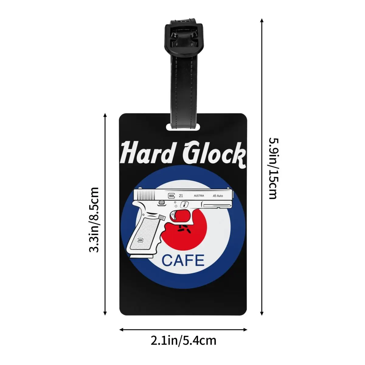 Vintage Hard Glock Cafe Luggage Tag Custom USA Handgun Pistol Logo Baggage Tags Privacy Cover ID Label