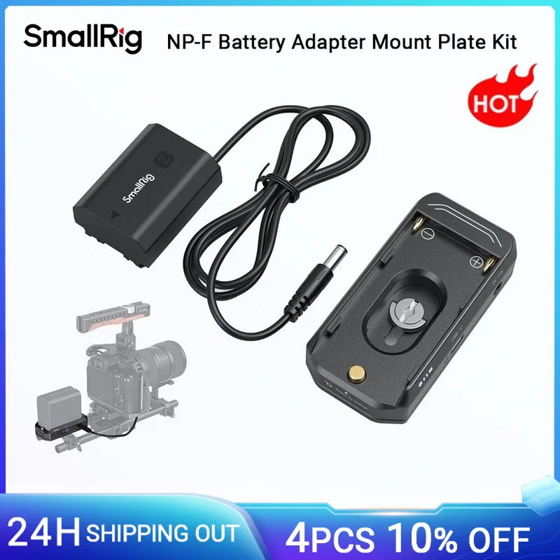 SmallRig NP-F Battery Adapter Mount Plate Kit with NP-FZ100 Dummy Battery Power Cable for Sony FX3/FX30 / A7 IV Advanced Edition