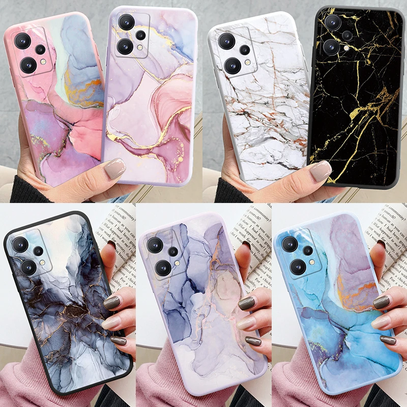 Marble Art Fashion Phone Case For Realme 9 4G 9 Pro Plus Protective Cover Case Soft TPU Funda For OPPO Realme 9 4G Coque Bumper