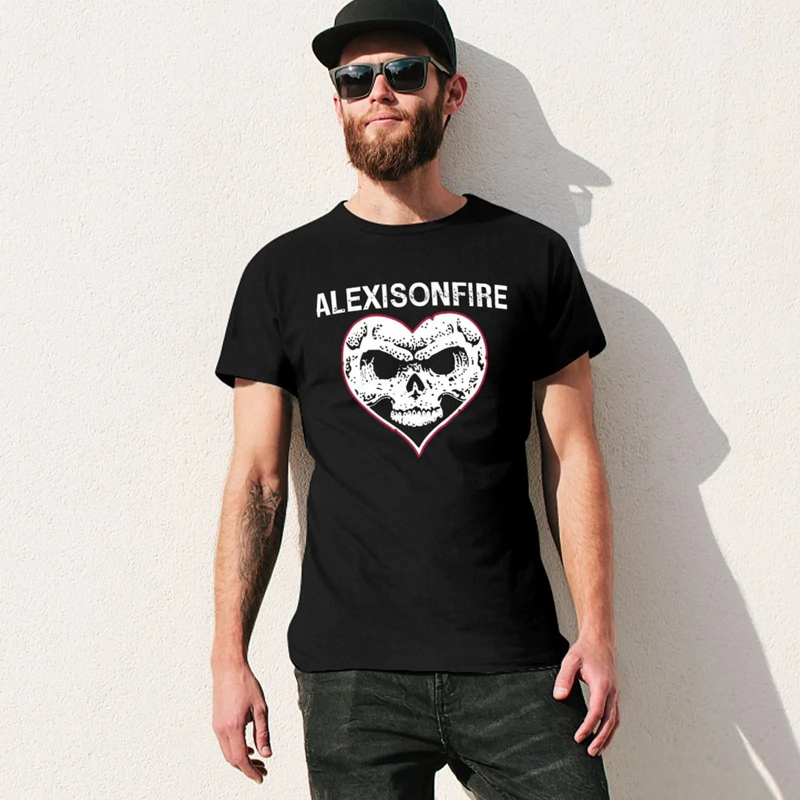 Alexisonfire skull T-Shirt valentines boutique clothes street wear blue lock slim fit t shirts for men
