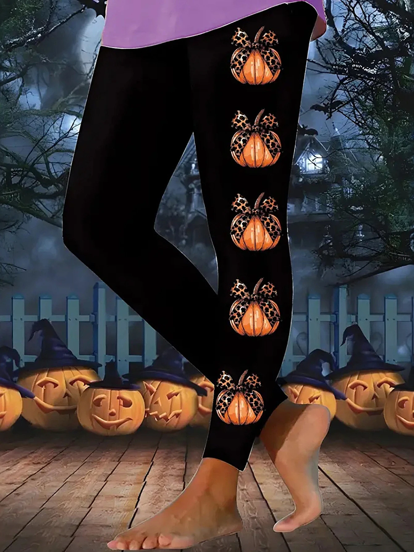 

Женские леггинсы на осень-зиму 2025, модные повседневные повседневные леггинсы с высокой талией и принтом тыквы