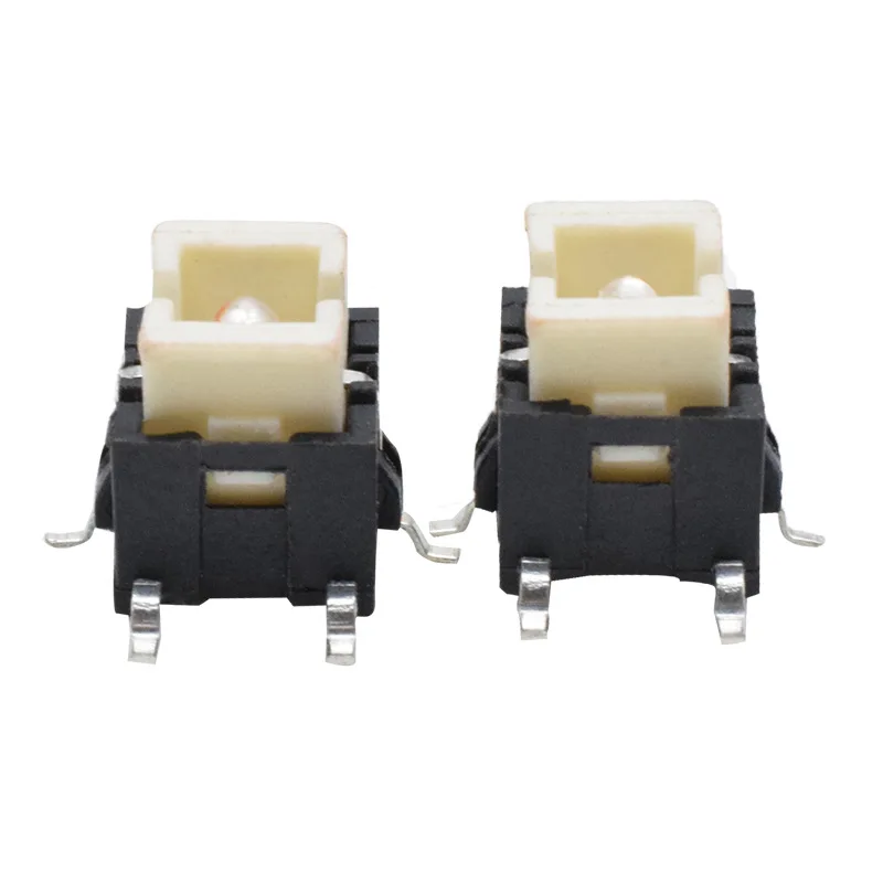 50pcs Six legged SMT vertical button switch beige LCP temperature resistant red light touch switch 6 * 6 * 7.2H