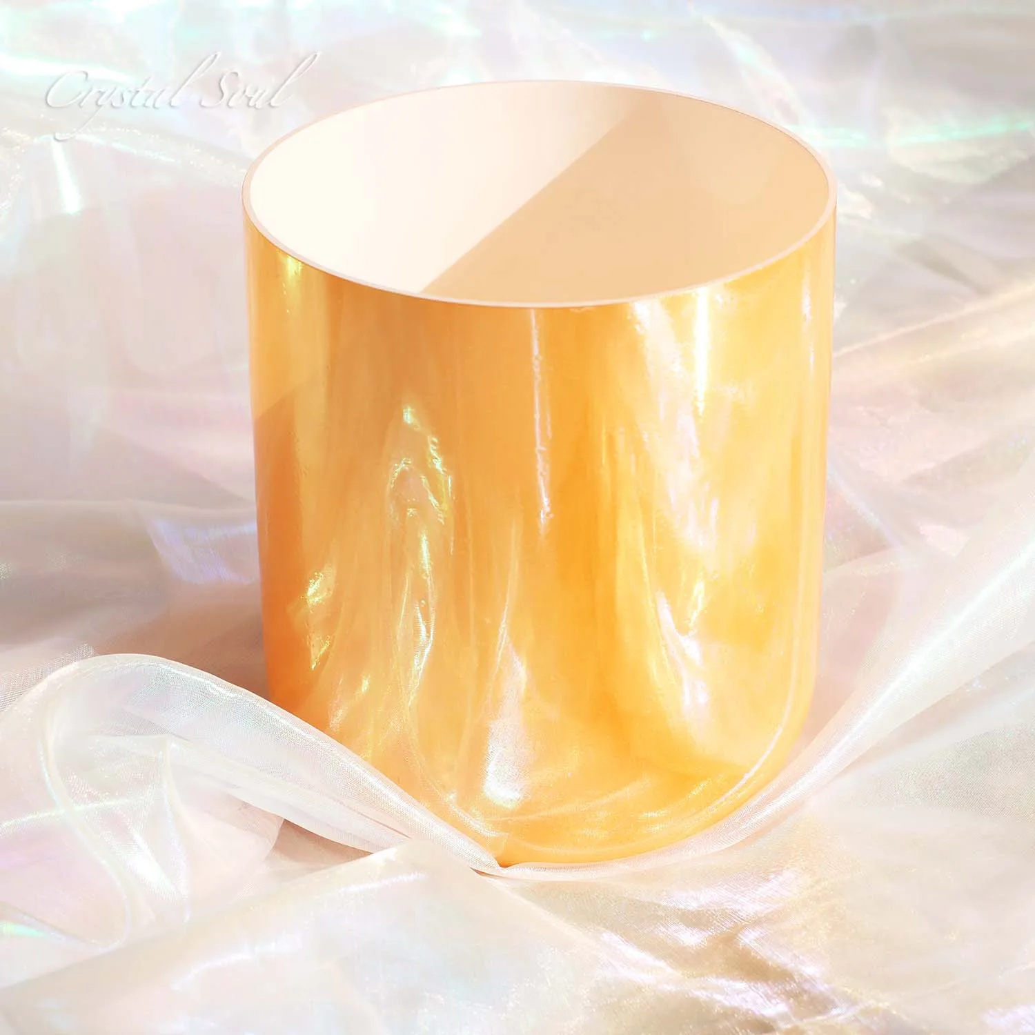 8 Inch Clear Quartz Alchemy Bowl Orange-Colored Sound Bowl With Perfect Pitch 432hz Customized