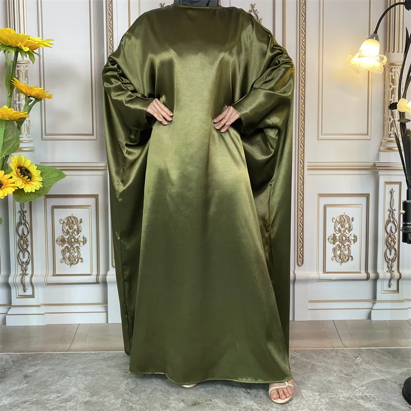 

Satin Abaya Women Muslim Loose Maxi Dress Dubai Kaftan Turkey Islamic Jalabiya Arabic Robe Eid Ramadan Caftan Abayas Musulmane