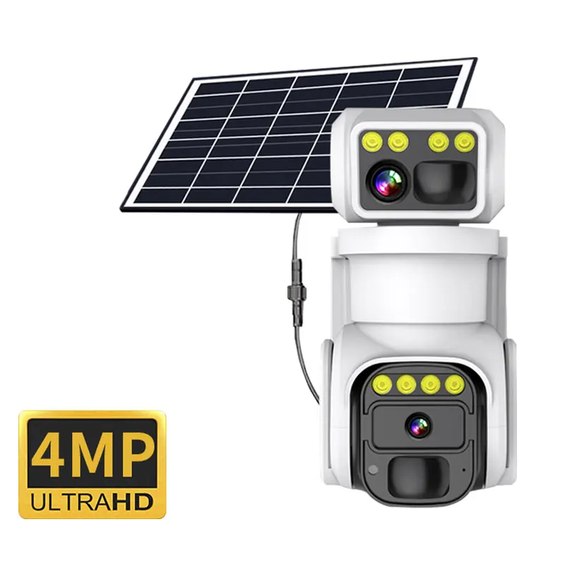 4MP iCam+ APP Solar Power Dual Lens  WIFI/ 4G Camera Full Color AI Humanoid Detection Home Security CCTV Monitor