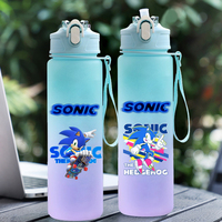 New Sonics 1000ML Large Capacity Gradient Water Cup Anime Cartoon Cups with Drinking Straw Students Fashion Water Bottle Gift