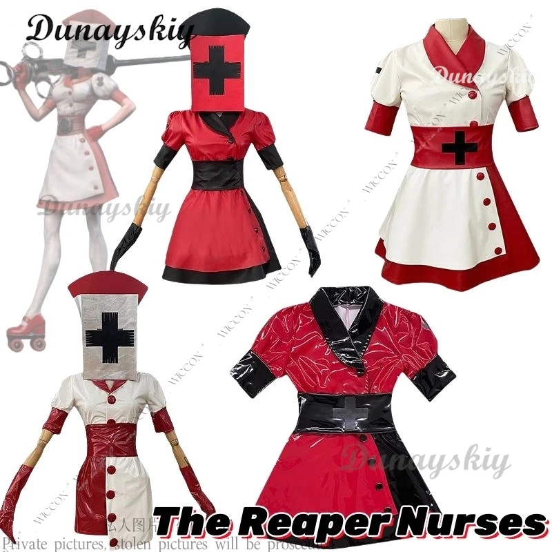 

The Reaper Nurses Game Cosplay Costume Headwear Gloves Torment Therapy Mortal Ramifications Halloween Room Escape Dark Costume