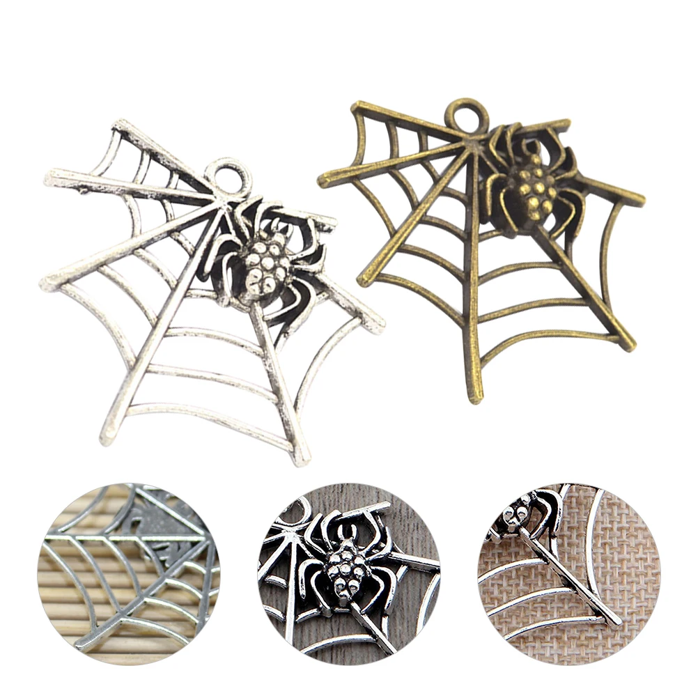 

20 Pcs Pendant Spider Web Jewelry Accessories Manual Hanging Alloy Charm Charms