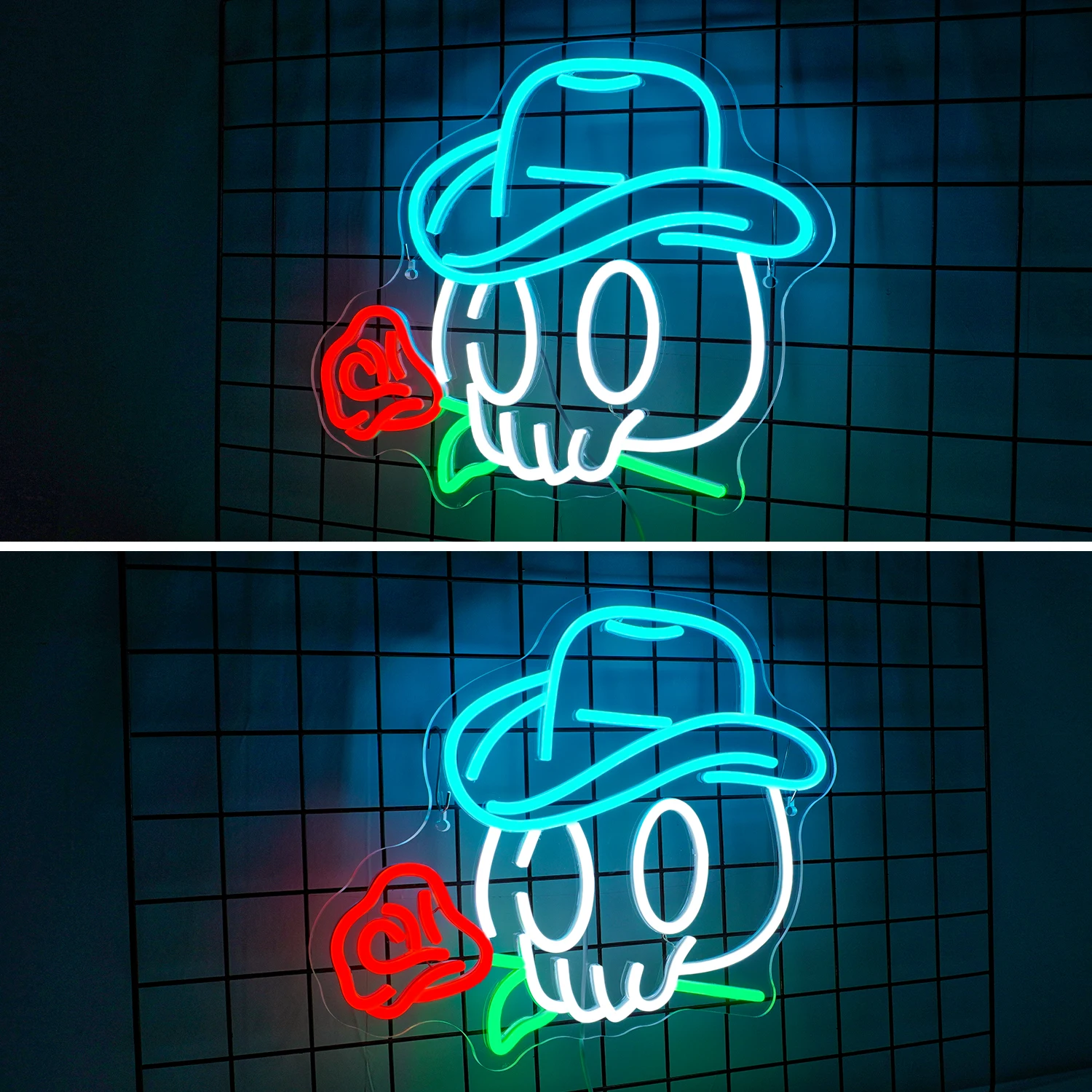 Imagem -02 - Usb Neon Light Sign para Halloween Cowboy Skull Rose Neon Light up Festa Bar Clube Decoração Caverna Homem Regulável