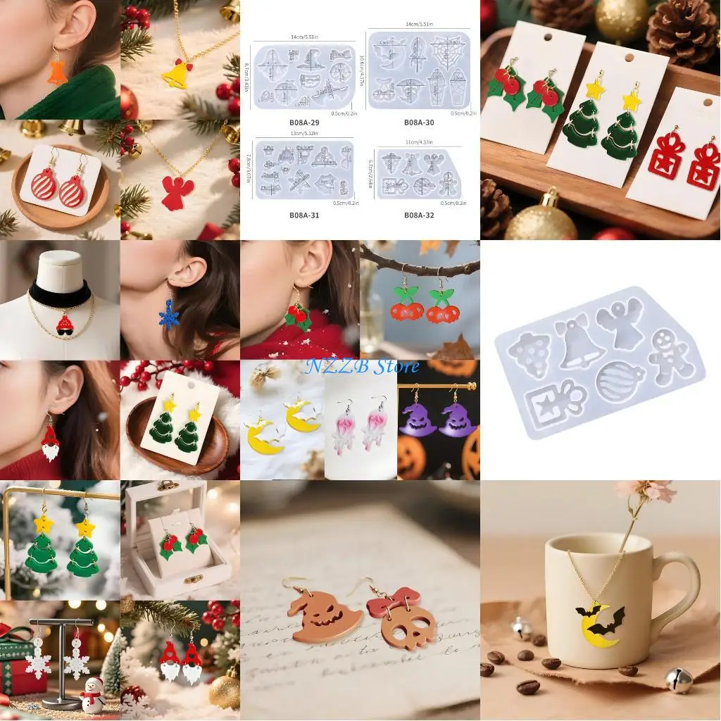 

T21F Multifuntional Pendant Silicone Mould Halloween Earrings Pumpkin Specter Design