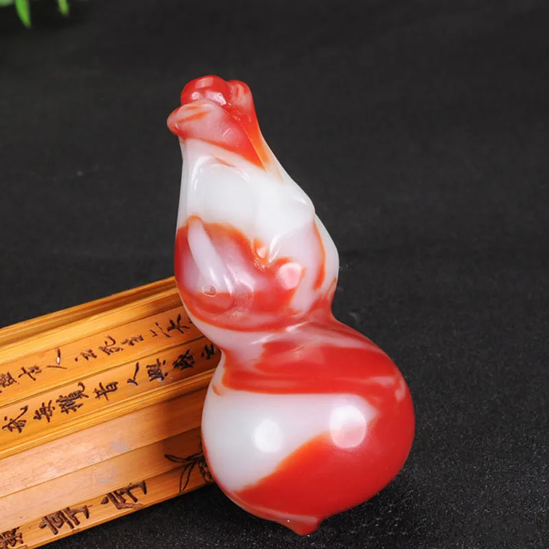 

Natural Xinjiang Gobi Chicken Blood Stone Gourd Pendant Handle Men's and Women's Fulushou Original Stone Pendant Jewelry