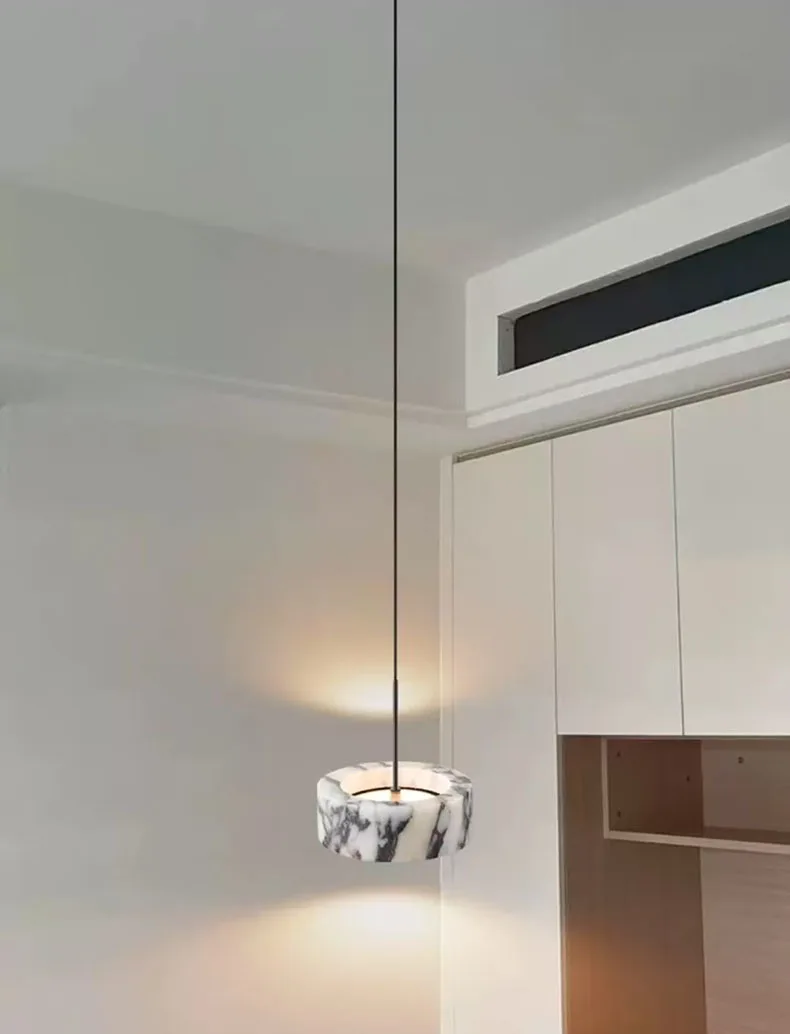Natural Stone LED Chandelier Dimmable Wire Height Adjustable