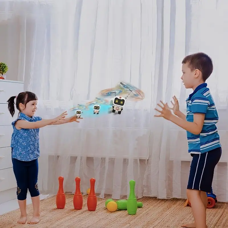 1 Juego de juguetes de helicóptero de avión estilo astronauta, Mini juguete volador de inducción infrarroja, máquina voladora de inducción, juguete de vuelo automático