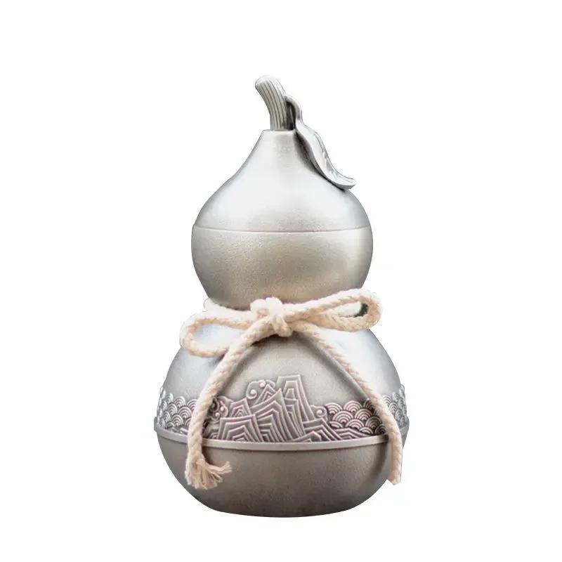 Tin tea can gourd Ruyi, pure tin can sealed moisture-proof storage tea can, Chinese retro Father's Day Teachers' Day gifts