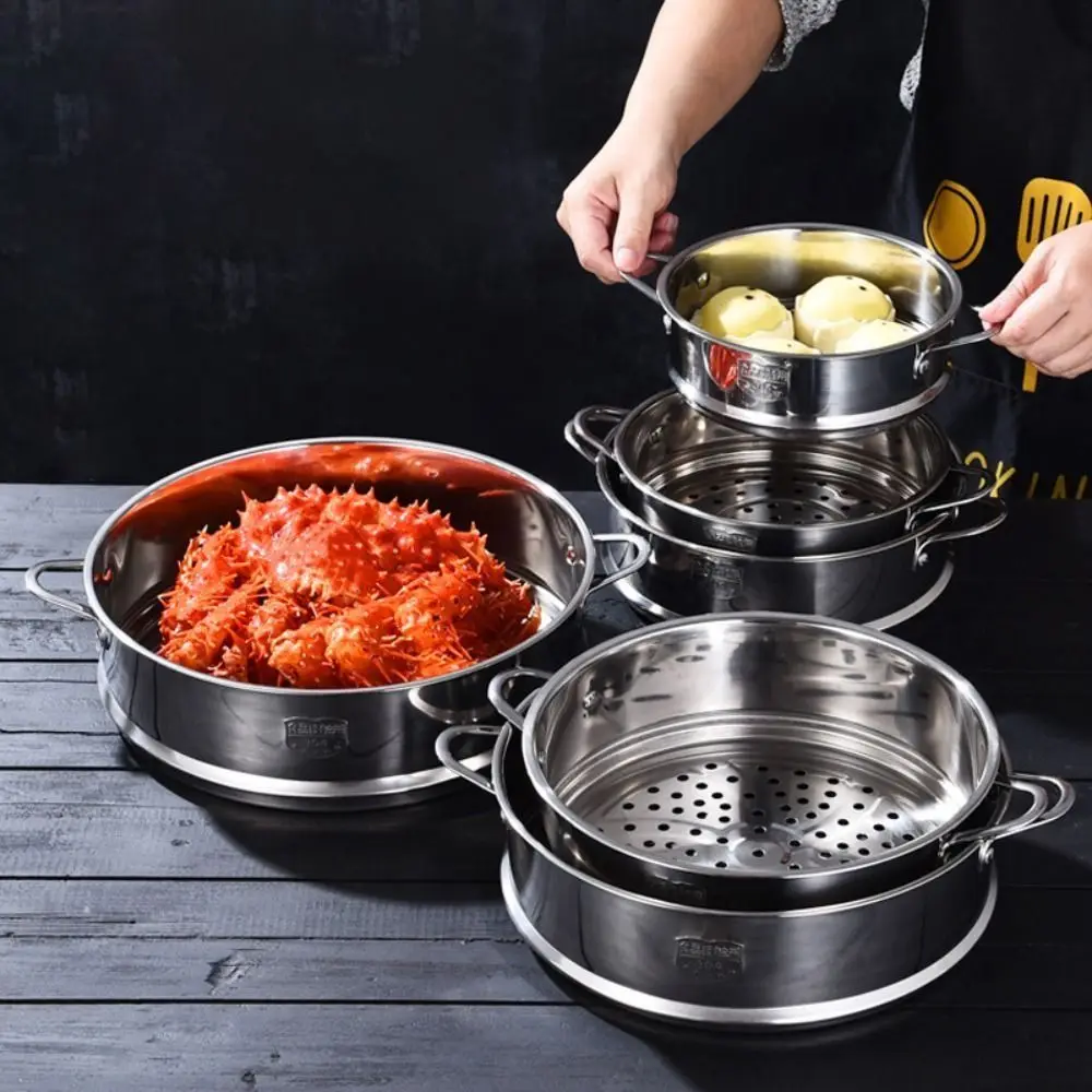 304 Stainless Steel Steamer Basket 16-32cm Thickened Pot Steaming Grid Generic Safe Material Drain Basket Kitchen Use