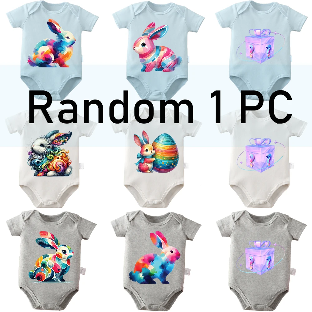 

9 стильных комбинезонов-боди из чистого хлопка с рисунком кролика и яйца, 1 шт. в комплекте (отправка случайным образом), удобная одежда для новорожденных от 0 до 12 месяцев.