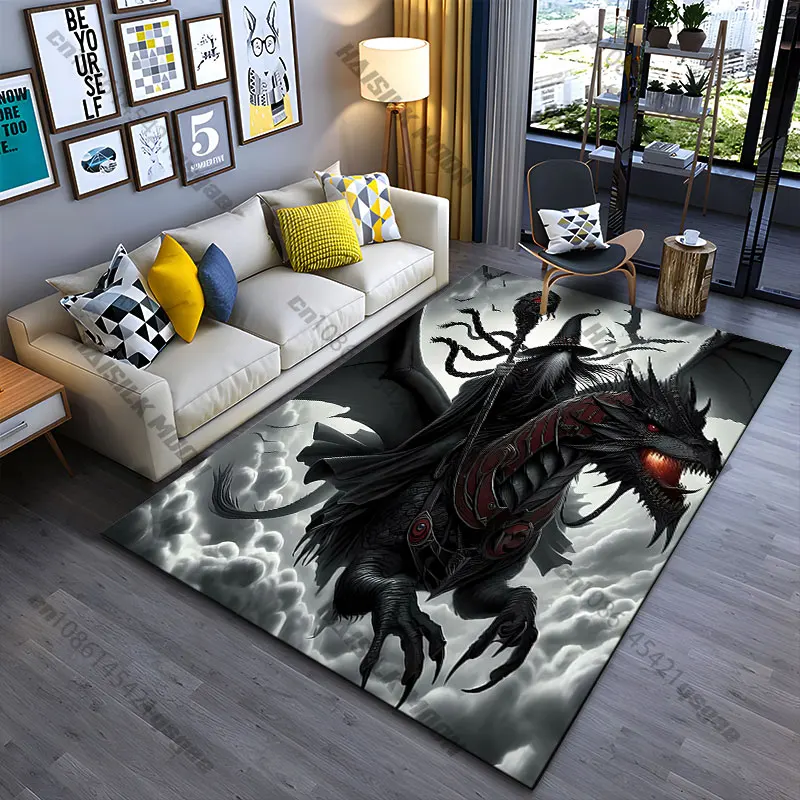 Wizard riding dark fiery dragon carpet Yoga living room room decor children's crawling mat doormat area rug games mat