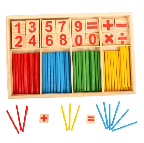 Montessori Toys Math Educational Wooden Toys for Children Early Learning Puzzle Kids Number Counting Sticks Teaching Aids