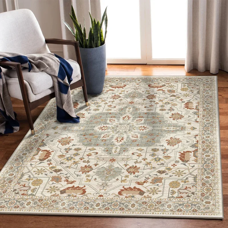 

Ковер для гостиной в ретро-стиле, имитация кашемира, коврик для дивана и журнального столика, персидский стиль, прикроватный коврик, грязеотталкивающий, нескользящий, для спальни