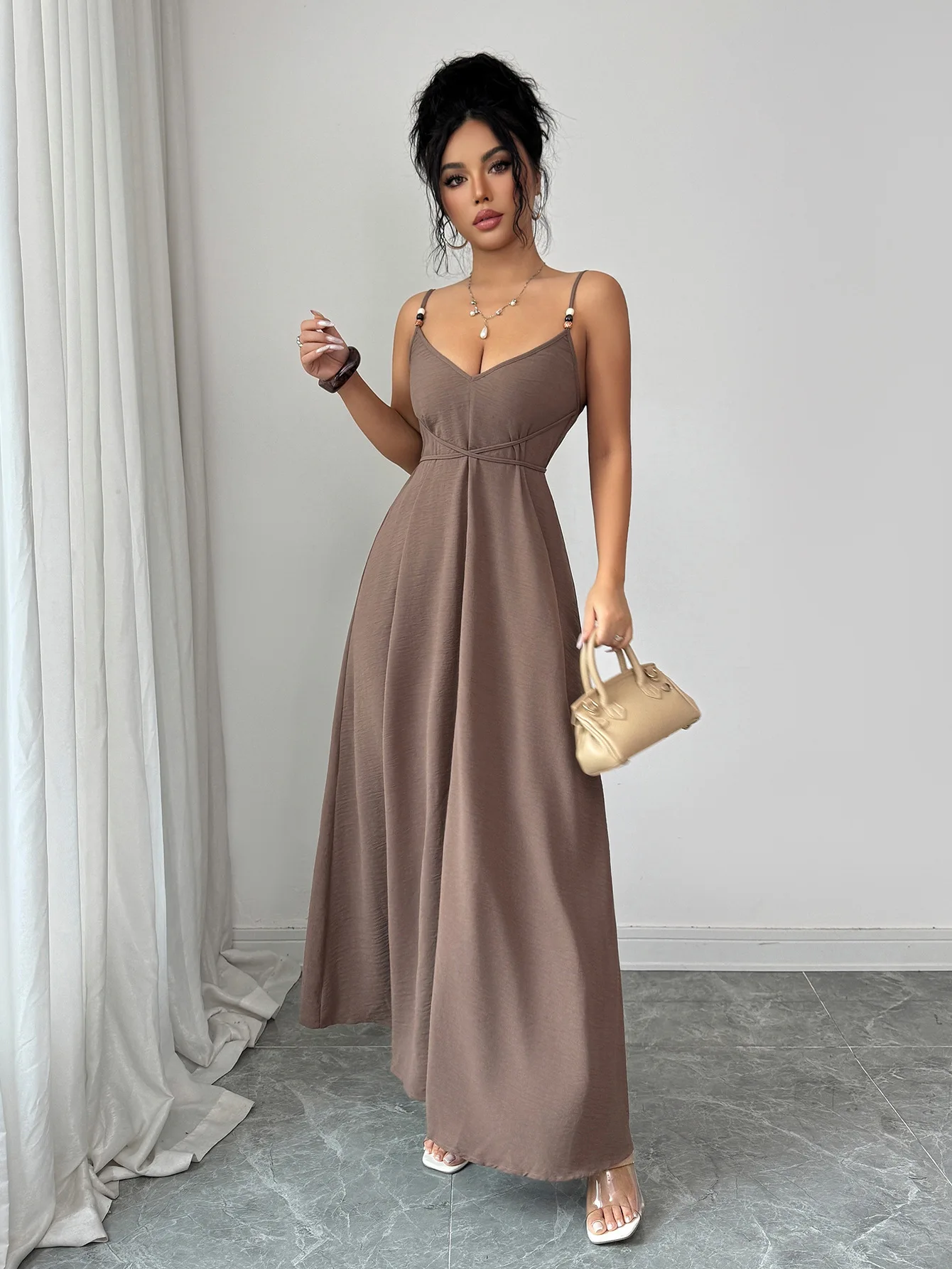

Women's Dress Best seller Spaghetti Strap Deep V Neck Sleeveless High Waist Maxi Dress Elegant Party Beach Vacation Guest Prom