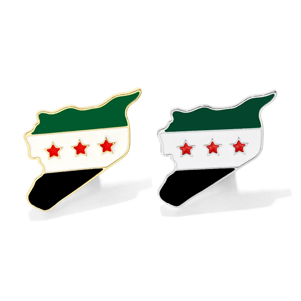 New Syrian Map Flag Brooches for Men Women Fashion Alloy Drip Oil Pins Unisex Badge Jewelry Gifts Accessories Wholesale