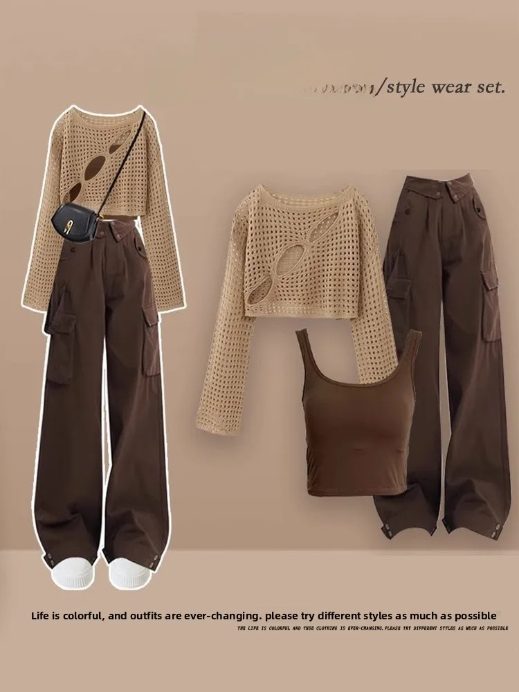 

Осенний комплект футболок большого размера с тематикой русалки, женский этнический комплект с вырезами и винтажные повседневные брюки для рабочей одежды...