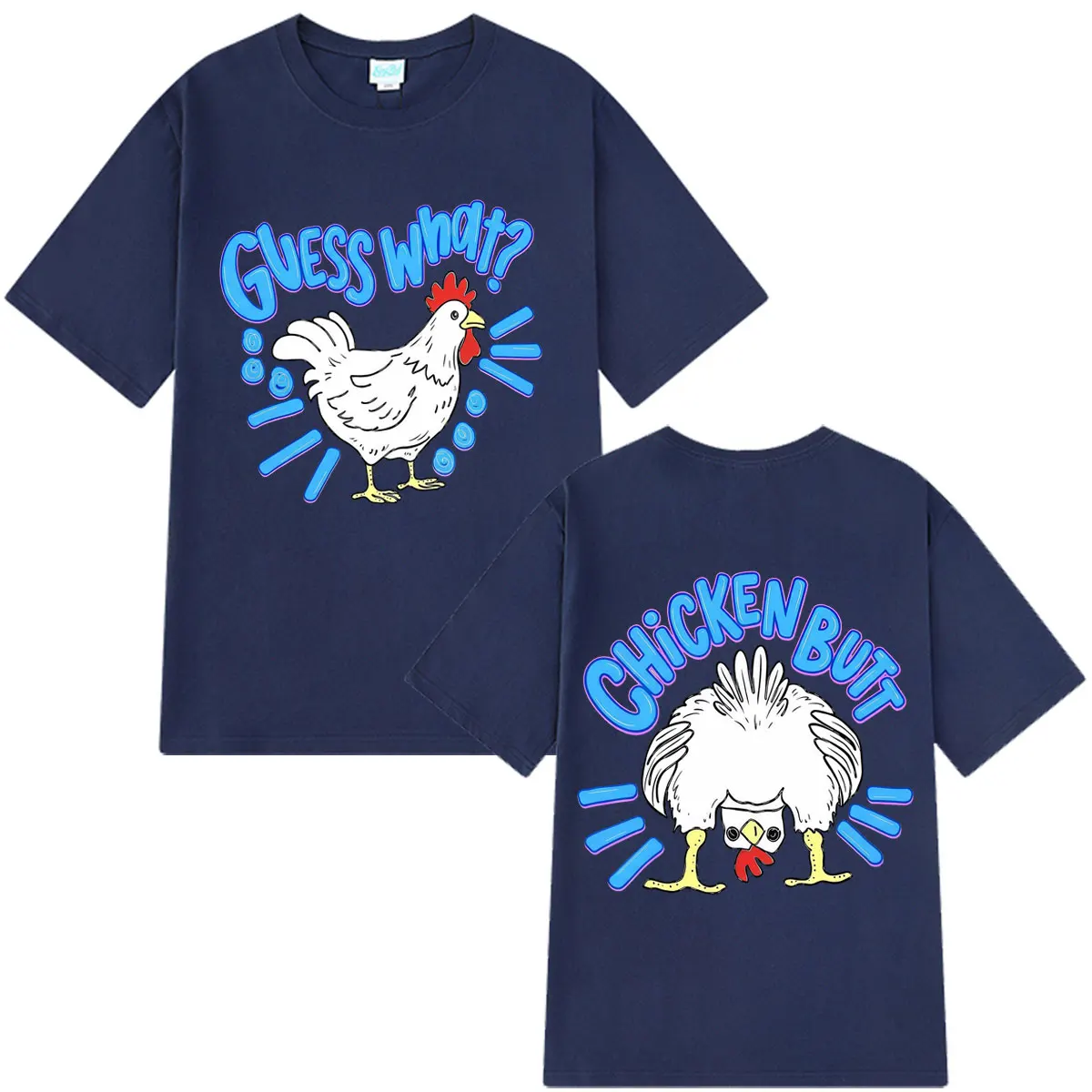 Guess What Chicken Butt Funny Meme T-shirt Men Women Hip-hop T-shirt Summer Short-sleeved Loose Casual Oversized T-shirts Tops