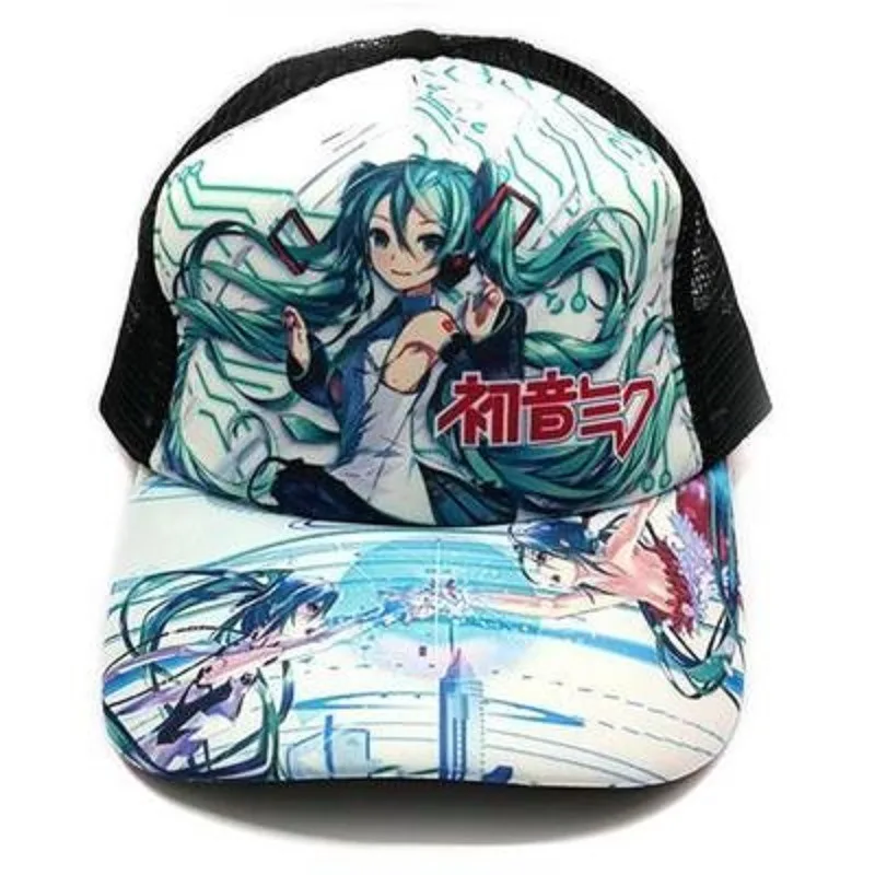 

Hatsune Miku New Arrival Cartoon Anime Casual Sun Hat Breathable Mesh Cap Lightweight Outdoor Shade Hat for Daily Wear