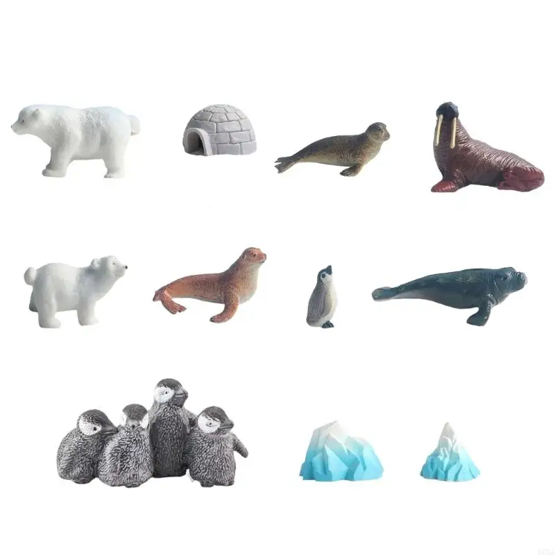 H55A Simulation Igloos Penguins Figurine Set for Fishtanks Decoration with Aquariums Landscape Accessory