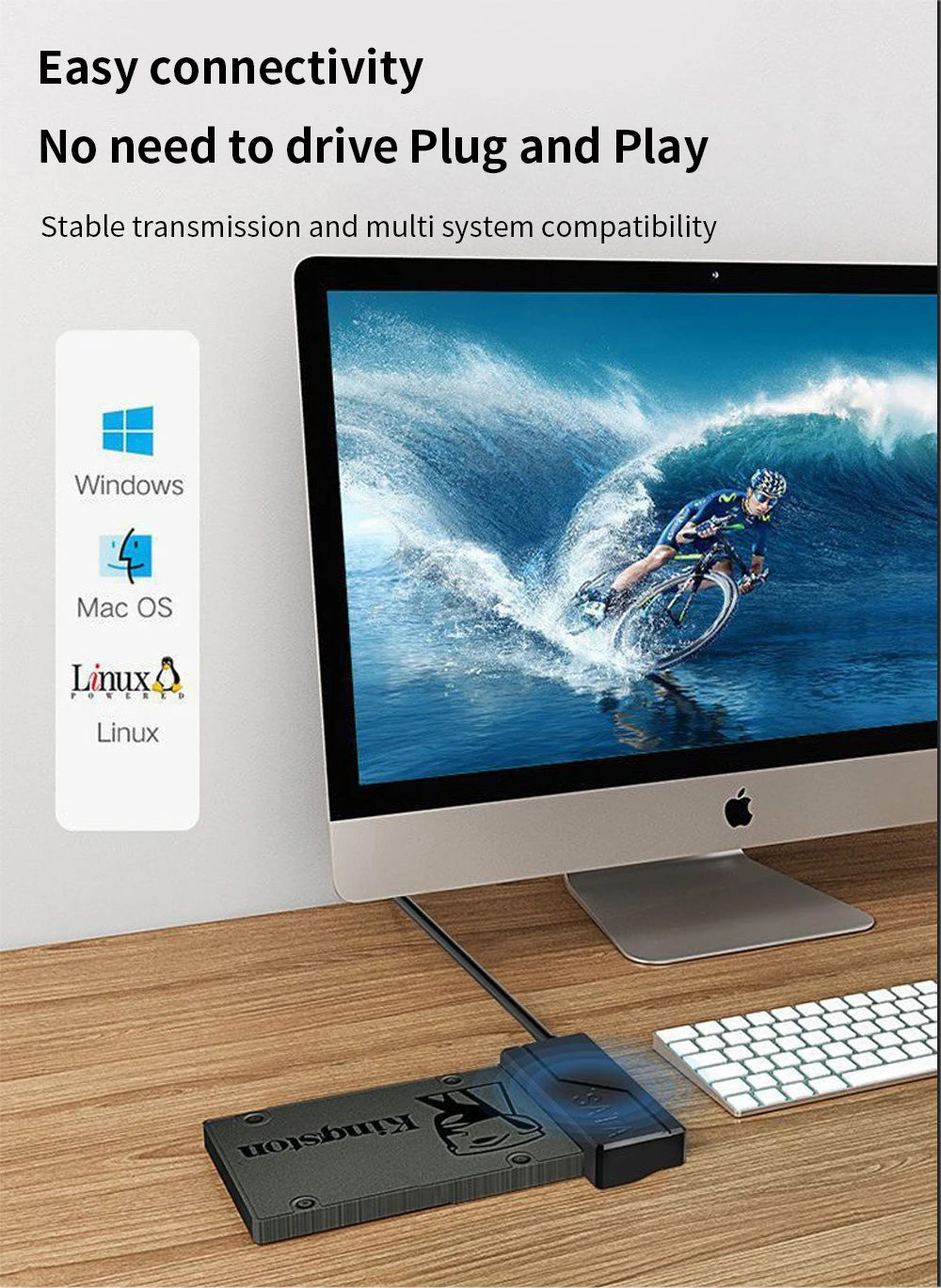 TISHRIC USB-SATA-Kabel, USB 3.0 auf 22-poliger SATA-Adapter, unterstützt 3,5 2,5 Zoll externe HDD SSD-Festplatte, externer Festplattenleser – Detail 9