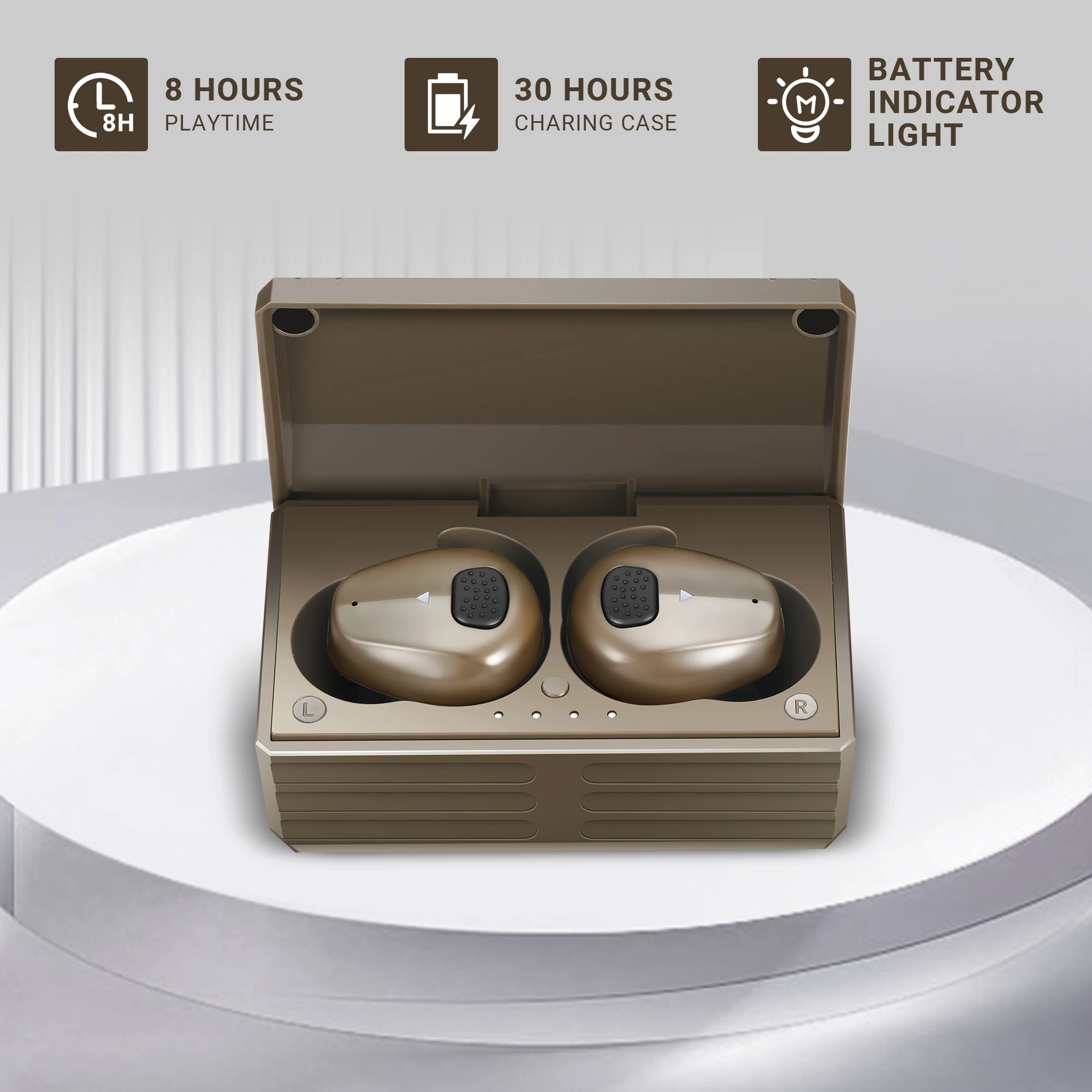 YHKEMA EB10 Electronic Shooting Ear Protection,TacticalNRR 27dB Bluetooth Noise Cancelling Sound Amplification Earmuffs Earbuds