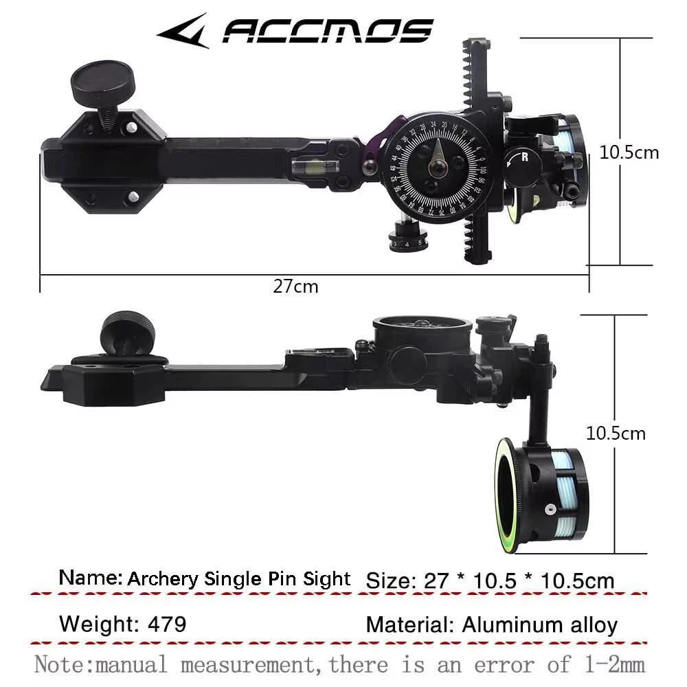 Imagem -04 - Tiro com Arco Única Agulha Vista Haste Longa Polia Composta Arco Objetivo Escopo Fino Ajustável Liga de Alumínio Acessórios de Tiro