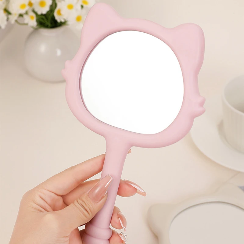 Cartoon Fox Handheld Mirror Plastic Handle Round Mirror For Eyelash Extension Beauty Tools