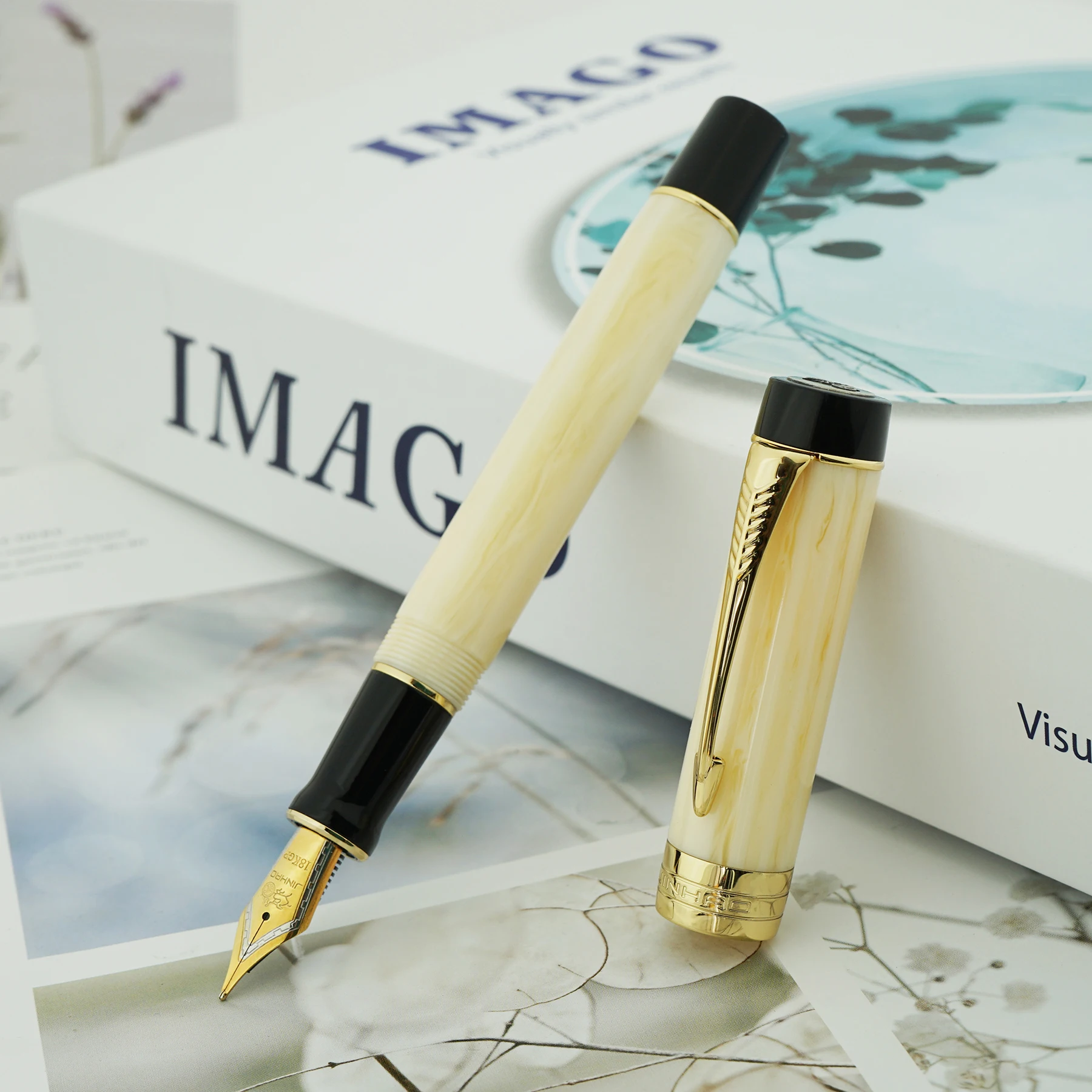 Jinhao 100 Centennial Resin Fountain Pen Stripes White Arrow Clip Iridium EF/F/M/Bent Nib with Converter Office Business