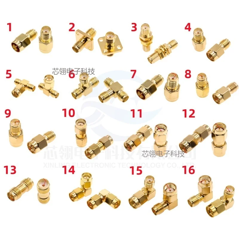 2PCS SMA to SMA Adapter  Male/Female to Male/Female RP SMA Straight 3 Way Right Angle 90 135 Degree RF Connector for Antenna