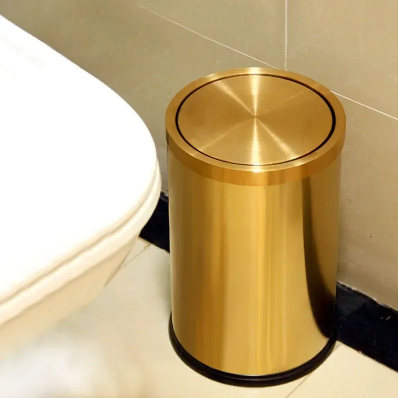 Luxury Stainless Steel Trash Can Small Lid Dustbin Under Bins Elegant Trash Can Door Portable Outils De Bathroom Pet Items Tools