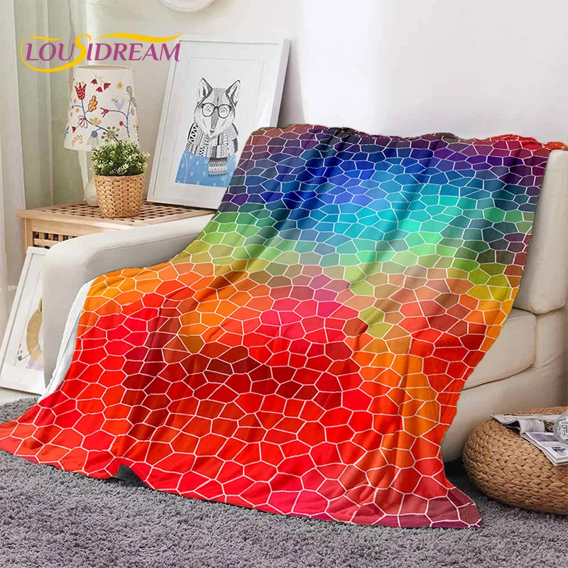 Rainbow Colour Illusion Cartoon Soft Flannel Blankets,Throw Blanket Comfortable Blanket for Picnic Beds Sofa Home Bedroom Gifts