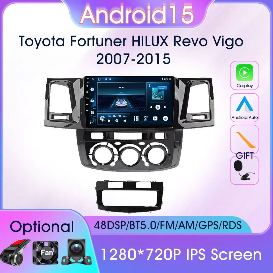 

Android 15 DVD 2Din Car Radio For Toyota Fortuner HILUX Revo Vigo 2007-2015 Video Player Autoradio Navigation GPS Carplay WiFi
